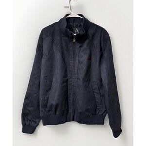 A Emporio Collezione Bomber Jacket Mens Sz L Suede Blue Full Zip